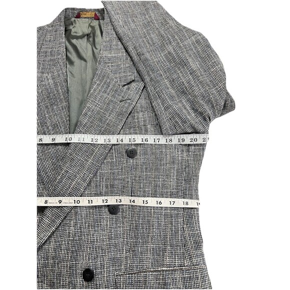 Vintage Bachrach Blazer 38R Double Breasted Prince of Wales Check - Picture 10 of 12